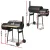 Grillz Offset 2-In-1 BBQ Smoker, Heavy-Duty Steel, 113x104x42cm, Black - Portable Charcoal Grill & Smoker with Wheels