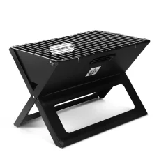 GRILLZ Portable Charcoal BBQ Grill, Cold Rolled Steel, 45x30cm, Foldable, Heavy-Duty, Compact, Easy Clean, Chrome-Plated
