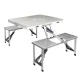 Weisshorn Folding Camping Table Set - Portable Aluminium Outdoor Picnic BBQ with 2 Bench Chairs, Seats 4, 35kg Capacity