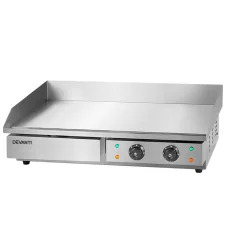Devanti 73cm Commercial Electric Griddle, 4400W, Stainless Steel, Dual-Zone Cooking, S-Shaped Heating, 50-300°C