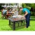 Grillz 3-In-1 Steel & Ceramic Outdoor Table - Fire Pit, BBQ Grill, Ice Bucket, 94x71x44cm, Modern Rustic Design