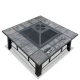 Grillz 4-in-1 Fire Pit BBQ Grill & Ice Bucket Table, Steel & Ceramic, 81x81x44cm, Rust-Resistant Outdoor Entertainer