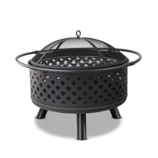 Grillz 2-in-1 Fire Pit BBQ Grill, Steel, 76cm, Black - All-Season Outdoor Cooking & Heating Solution with Accessories