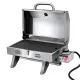 Grillz Portable Gas BBQ Grill, Stainless Steel, 12,000 BTU, Foldable Design, Double-Sided Plate, Easy Clean, 46.5x28.