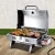 Grillz Portable Gas BBQ Grill, Stainless Steel, 12,000 BTU, Foldable Design, Double-Sided Plate, Easy Clean, 46.5x28.