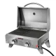 Grillz Portable Gas BBQ Grill, Stainless Steel, 2 Burners, 52x33cm Cooking Area, Foldable Design, Easy Clean