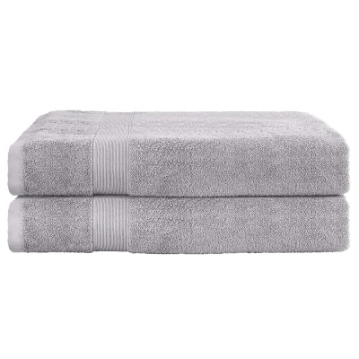 2 Pack Extra Large Bath Sheets Set, 100% Cotton, 180x90cm, 550GSM, Highly Absorbent, Quick-Dry, Grey Towels