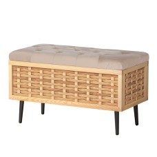 Artiss Noel Storage Ottoman Blanket Box - 80cm Velvet, Pine, Rustic Design, Ample Storage, Durable Comfort