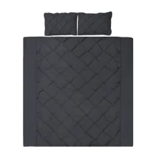 Giselle Bedding Diamond Black Super King Quilt Cover Set - 3-Piece, 100% Microfibre, Chic Pintuck Design