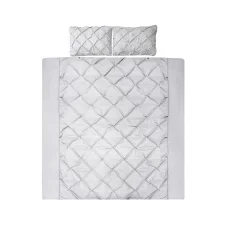 Giselle Bedding Diamond Grey Super King Quilt Cover Set - Luxurious 3-Piece Pinch Pleated Microfibre Bedding