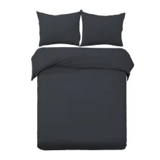 Giselle Bedding King Quilt Cover Set, Classic Black - 100% Microfibre, 3-Piece, Pinch Pleated, Machine Washable