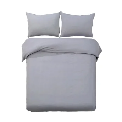 Giselle Bedding 3-Piece King Quilt Cover Set in Classic Grey - Premium Microfibre, Pinch Pleated, Machine Washable