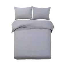 Giselle Bedding 3-Piece Quilt Cover Set, Classic Grey Queen - 100% Microfibre, Breathable, Machine Washable, Chic Design