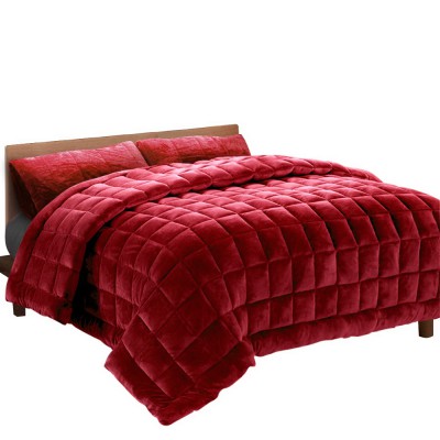 Giselle Bedding Faux Mink Quilt Burgundy King - Soft, Thermo-Regulating, Double-Sided with Matching Pillowcases Giselle Bedding Faux Mink Quilt Burgundy King - Soft, Thermo-Regulating, Double-Sided with Matching Pillowcases