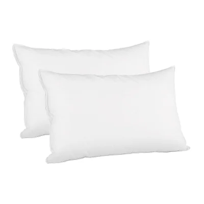 Giselle Bedding Goose Feather Down Pillows Twin Pack 1kg Filling, 100% Cotton Cover, Hypoallergenic, 75x50cm, White