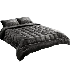 Giselle Bedding Charcoal King Faux Mink Quilt - Double-Sided, Thermo-Regulating, Winter Weight with Matching Pillowcases