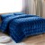 Giselle Bedding Faux Mink Quilt Blue Queen - Luxurious Soft Double-Sided with Winter Weight & Matching Pillowcases