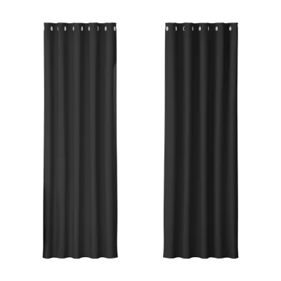 Artiss Blockout Curtains, Triple Weave Fabric, Eyelet, 180x213cm, Black, Thermal Insulation, Noise Reduction, 2 Panels Artiss Blockout Curtains, Triple Weave Fabric, Eyelet, 180x213cm, Black, Thermal Insulation, Noise Reduction, 2 Panels