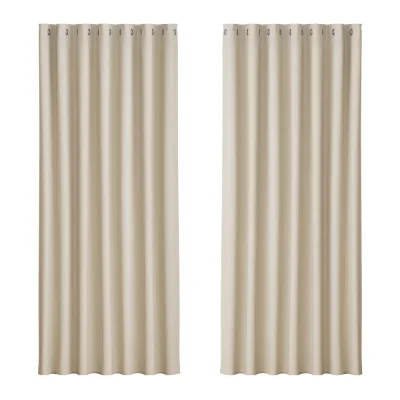 Artiss Blockout Curtains, Triple Weave Fabric, 240x230cm, Beige, Thermal Insulation, Noise Reduction, Easy Install