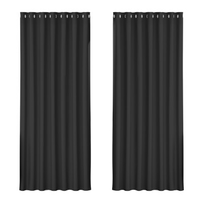 Artiss Blockout Curtains, Triple Weave Fabric, 240x230cm, Black, Thermal Insulation, Noise Reduction, Easy Install