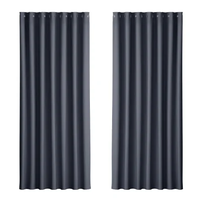 Artiss Blockout Curtains, Triple Weave Fabric, Eyelet, 240x230cm, Charcoal, Thermal Insulation & Noise Reduction
