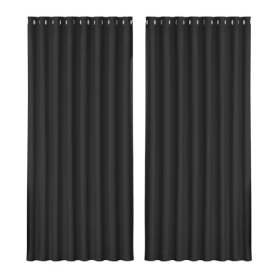 Artiss Blockout Curtains, Triple Weave Fabric, 300x230cm, Black, Eyelet, Thermal Insulation, Noise Reduction, 2 Panels