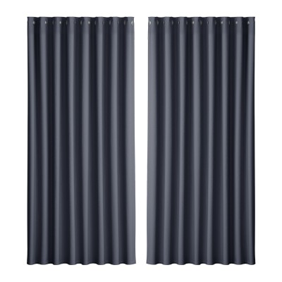 Artiss Blockout Curtains Eyelet Triple Weave Fabric 300x230cm Charcoal - Thermal Insulation & Noise Reduction