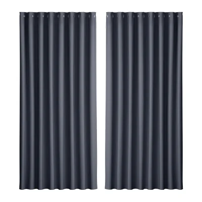 Artiss Blockout Curtains Eyelet Triple Weave Fabric 300x230cm Charcoal - Thermal Insulation & Noise Reduction