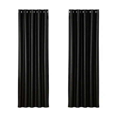 Artiss Blockout Curtains, Triple Weave Fabric, Eyelet, 180x213cm, Black, Noise Reduction & Thermal Insulation