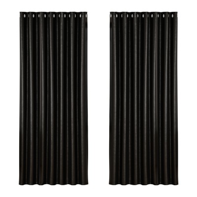 Artiss Blockout Curtains Triple Weave Fabric 240x230cm Black, Noise Reduction, Thermal Insulation, Easy Install