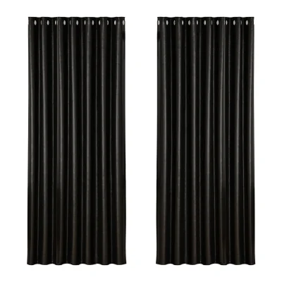 Artiss Blockout Curtains Triple Weave Fabric 240x230cm Black, Noise Reduction, Thermal Insulation, Easy Install