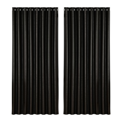 Artiss Blockout Curtains, Triple Weave Fabric, 300x230cm, Black, Thermal Insulation & Noise Reduction, Eyelet Design