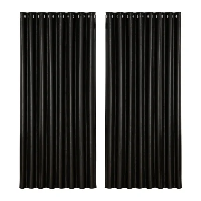 Artiss Blockout Curtains, Triple Weave Fabric, 300x230cm, Black, Thermal Insulation & Noise Reduction, Eyelet Design Artiss Blockout Curtains, Triple Weave Fabric, 300x230cm, Black, Thermal Insulation & Noise Reduction, Eyelet Design