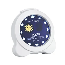 Artiss 3.8-Inch Digital Day Clock for Kids, LCD Calendar Alarm, Nature Sounds, Sleep Trainer, White, ABS Plastic