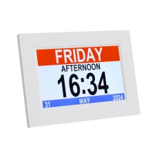 Artiss 8" Digital Day Clock - White: Multi-functional, Auto-Dimming, 21 Alarms, Global Language Support