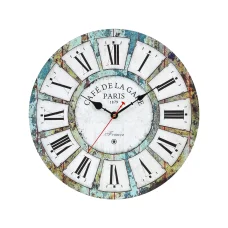 Artiss Wall Clock, MDF, 40CM, Turquoise, Rustic Country Design, Roman Numerals, Decorative Home Timepiece