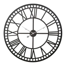 Artiss 60cm Large Wall Clock Black Metal, Roman Numerals, Vintage Northern European Style, Easy Install, Durable