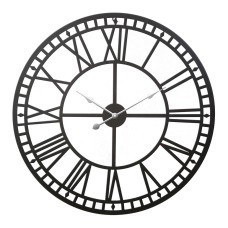 Artiss 80cm Large Black Metal Wall Clock - Vintage Northern European Design with 3D Roman Numerals and Metal Hands