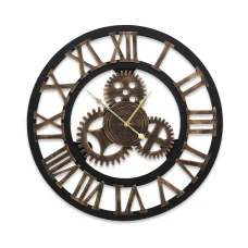 Artiss 80cm Retro Steampunk Wall Clock with Large 3D Roman Numerals, Metal Hands, and Eco-Friendly MDF Design