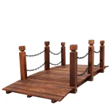 Gardeon 160cm Wooden Garden Bridge – Burnt Fir, Rustic Chains, Weatherproof, 160kg Capacity, Eco-Friendly Decor