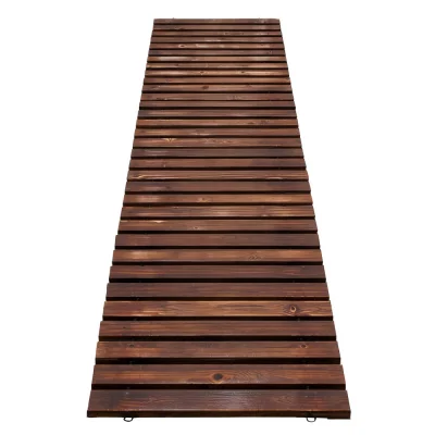Gardeon 8FT Charcoal Brown Cedar Garden Walkway: Weather-Resistant, Anti-Slip, Roll-Up Path with Stakes for Easy Storage