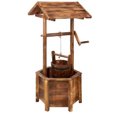 Gardeon Wooden Wishing Well Garden Decor, Solid Fir Wood, 53x46x100cm, Rustic Weatherproof Outdoor Ornament Gardeon Wooden Wishing Well Garden Decor, Solid Fir Wood, 53x46x100cm, Rustic Weatherproof Outdoor Ornament