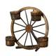 Gardeon 80cm Wooden Wagon Wheel Garden Decor Plant Stand - Rustic Fir Wood with Buckets, Weatherproof & Durable