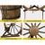 Gardeon 80cm Wooden Wagon Wheel Garden Decor Plant Stand - Rustic Fir Wood with Buckets, Weatherproof & Durable
