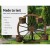 Gardeon 80cm Wooden Wagon Wheel Garden Decor Plant Stand - Rustic Fir Wood with Buckets, Weatherproof & Durable
