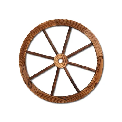 Gardeon Wooden Wagon Wheel, Fir Wood, 60cm Diameter, Rustic Outdoor Garden Decor, Weatherproof Vintage Ornament