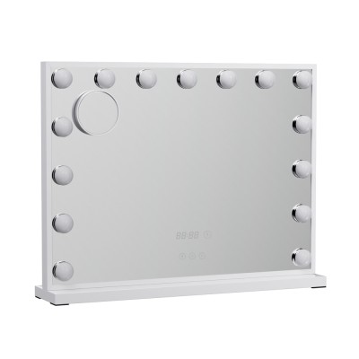 Embellir Makeup Mirror, Metal MDF, 58x45cm, White, Hollywood Vanity with LED Light, Touch Control, 10x Magnification