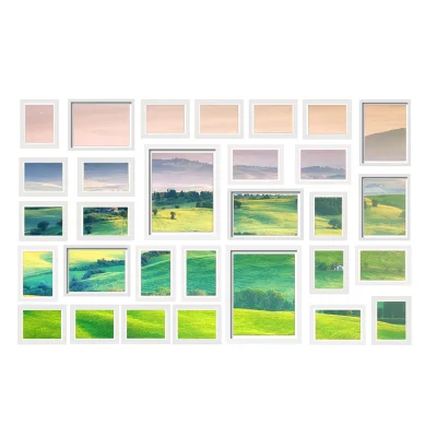 Artiss 30 Piece White Photo Frame Set, Polymer, Polystyrene Glass, Fits 8x10", 5x7", 4x6", 3.5