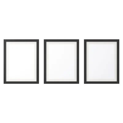 Artiss 3PC Photo Frame Set, MDF, 10"x14" Prints, Black, 38.7x30.7cm, Polystyrene Glass, Wall Hanging.