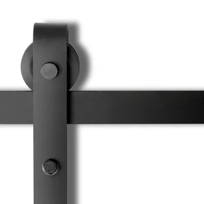 Cefito Sliding Barn Door Hardware Set, 1.83m, Powder-Coated Steel, Black, 120kg Capacity, Smooth Roller, Easy Install